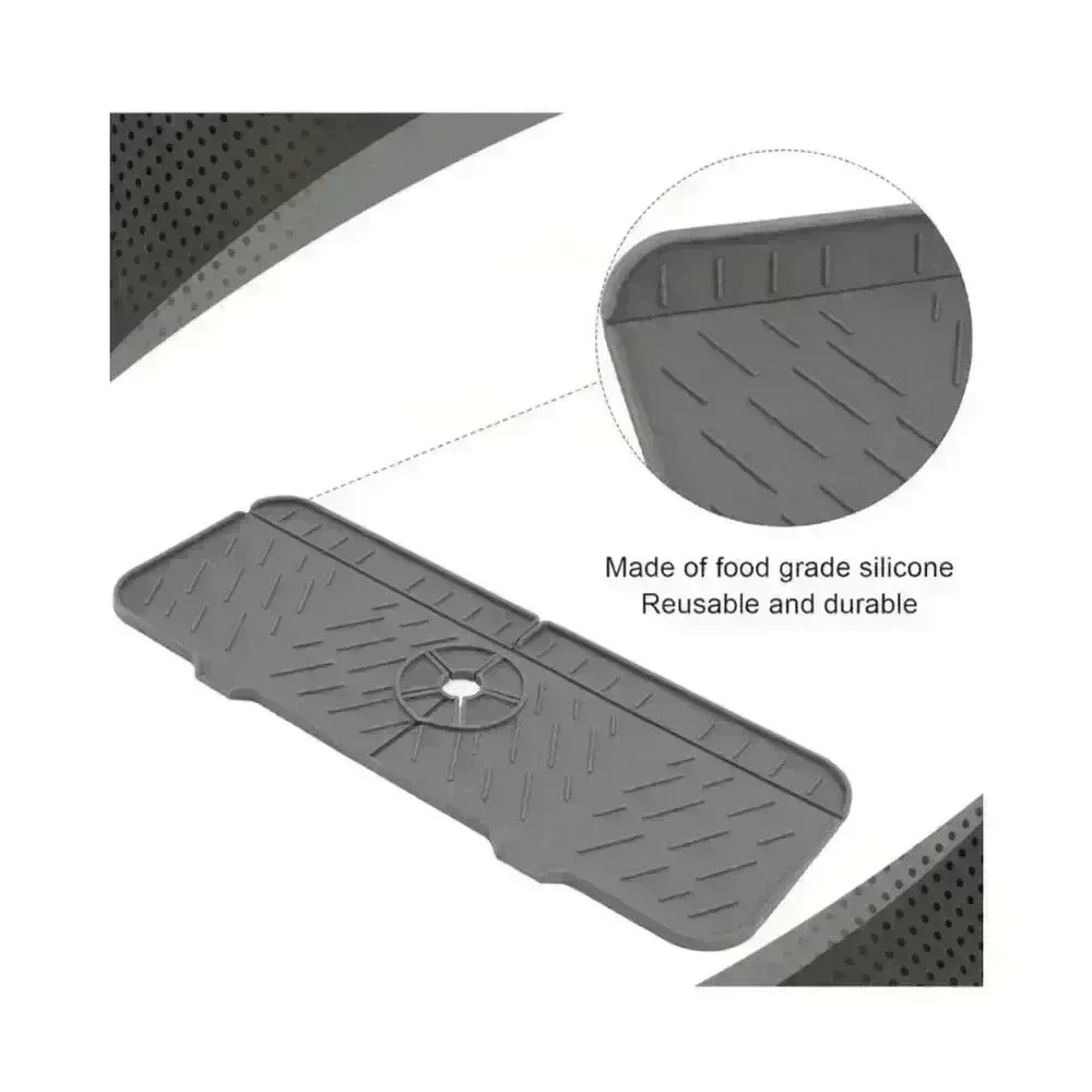 2‎ pack OUKENS Kitchen Sink Mat, Gray, Silicone, 14.7in